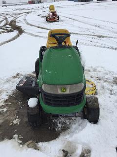 John Deere 100 Series Ride On Mower c/w John Deere 20 HP OHV. *Note No Key, Running Condition and Hours Unknown (HIGH RIVER YARD)