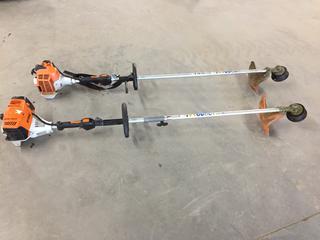 (2) Stihl Trimmers FS 94 R with Custom Shaft (S/N 528233144 & 297456070), Straight Shaft Edger Attachment, Power Sweep and Shoulder Strap  (HIGH RIVER YARD)