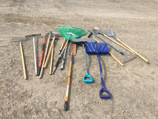 Pallet of Assorted Rakes, Shovels, Edgers, Etc (HIGH RIVER YARD)