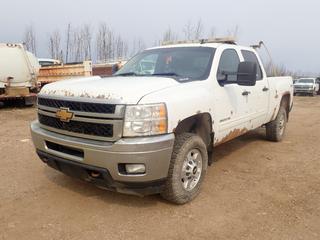 2014 Chevrolet Silverado 2500 HD 4X4 Crew Cab Pickup c/w Vortec 6.0L, A/T And LT245/75R17 Tires. Showing 390,474kms. VIN 1GC1KXCG5EF110210 *Note: Rust Throughout Body*