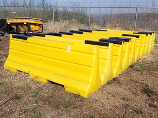 Qty Of (10) 8ft X 2ft X 34in Plastic Barriers *Note: Some Damaged And Cracked*