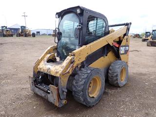 2014 Caterpillar 272D Skid Steer c/w C3.8 Diesel Engine, ISO Drive, 2-Spd, Aux Hyd And 12-16.5NHS Tires. PIN CAT0272DLB5W00713 *Note: Rim Damaged, (1) Flat Tire, Does Not Run*