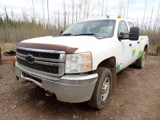 2011 Chevrolet Silverado 2500 LT 4X4 Crew Cab Pickup c/w 6.0L Vortec, A/T And LT265/70R17 Tires. Showing 145,116kms. VIN 1GC1KVCG9BF257744 *Note: Engine Light On, Tire Pressure Light On, Rust Throughout Body* **THIS ITEM IS LOCATED @ 1 SUNSET BOULEVARD**