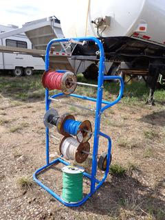 Multi-Purpose Spool Cart c/w Qty Of (5) Rolls Of Electrical Wire 