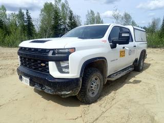 2021 Chevrolet Silverado 2500HD 4X4 Crew Cab Pickup c/w 6.6L V8 Gasoline, 6-Spd A/T, Backup Camera, ARE Box Canopy And LT265/70R17 Tires. Showing 13,053hrs, 56,451kms. VIN 1GC4YLE71MF135038