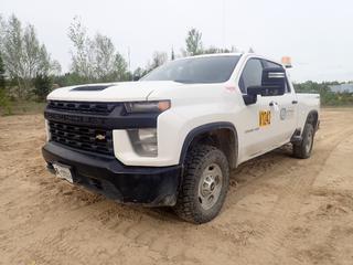 2021 Chevrolet Silverado 2500HD 4X4 Crew Cab Pickup c/w 6.6L V8 Gasoline, 6-Spd A/T, Backup Camera And LT265/70R17 Tires. Showing 10,524hrs, 78,785kms. VIN 1GC4YLE75MF143661 *Note: Windshield Cracked, Requires Front End Work*