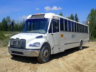 2019 Freightliner MB 45-Passenger Bus w/ Thomas Built Body c/w Cummins B 6.7L 260hp Diesel, 29,800lb GVWR, 9000lb Fronts, 21,000lbs Rears And 11R22.5 Tires. Showing 3171hrs, 48,989kms. VIN 4UZABRFD1KCKY3681 *Note: Previously Registered In Alberta, Damage To DEF Fender Behind Passenger Tire, No DEF Tank Cap, Body Damage On Driver Side Back And Corner, Missing (1) Hood Latch, Dents And Scratches, ABS Light On*