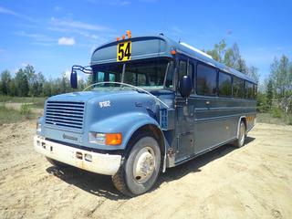2004 International 3800 T444E 29-Passenger Bus w/ Blue Bird Body c/w International 7.3L Diesel, 4-Spd A/T, 11,566 GVWR And 11R22.5 Tires. Showing 5063hrs, 160,144kms. VIN 1HVBBABM34H653836 *Note: Previously Registered In Quebec*