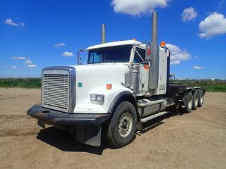 2009 Freightliner Tridem Truck Tractor c/w Detroit Series 60 14.0L, Eaton Fuller 8-Spd, 4ft Sleeper, 63,500kg GVWR, Rufnek Intelliguard Winch, 282in WB, 425/65R22.5 Front And 11R24.5 Rear Tires. CVIP 05/2025. Showing 26,735hrs, 962,433kms. VIN 1FURALCK96DW09164 (FORT SASKATCHEWAN YARD)