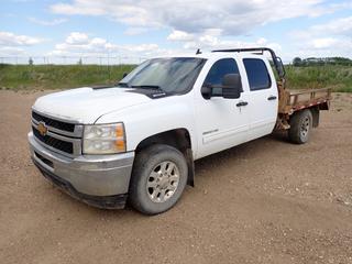 2012 Chevrolet Silverado 3500HD 4X4 Flat Deck Truck c/w 6.0L Vortec, A/T, 104in X 7ft Deck, 11,000lb GVWR And LT265/70R18 Tires. Showing 424,056kms. VIN 1GC4K0CG1CF145019 *Note: Windshield Cracked* (FORT SASKATCHEWAN YARD)