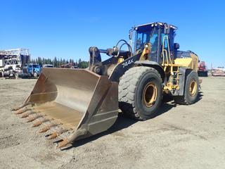 2012 John Deere 744K Wheel Loader c/w John Deere 6090HDW06 9.0L Diesel, 4-Spd Power Shift, Veigroup Helper X Scale, 10 1/2ft Bucket And 26.5R25 Tires. Showing 19,980hrs. PIN 1DW744KXKCD646373 (LOCATED IN EDSON)