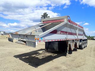 1999 Midland 38ft Tri-Axle Belly Dump c/w 2 Hopper, Clam Gates, A/R Susp, Push Block, Manual Roll Tarp,11R24.5 Tires. CVIP 02/2025. VIN 2MFB2S4D4XR000444 (LOCATED IN EDSON)