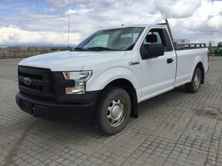 2016 Ford F150 XL Pickup c/w 3.5L V6 Gas, Auto, A/C, Tow Package, Sport Mode, Headache Rack, Tool Box, Bed Liner, LT245/70R17 Tires, Showing 110,501kms, VIN 1FTMF1C85GKF27473 *Chipped Tailight, Concrete in Box, Has Dents/Dings* (HIGH RIVER YARD) *PL#25*