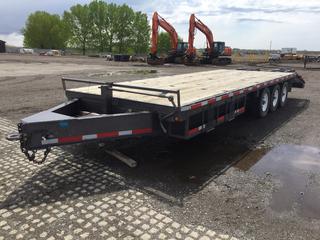 2005 Double A 26ft 4in x 8ft 5in Tridem Deck Trailer c/w 4-1/2ft Folding Ramps, Pintle Hitch and ST235/80R16 Tires, VIN 2DAHC93785T004806 (As Per Registration) *Note -  Cannot Verify VIN* (HIGH RIVER YARD)