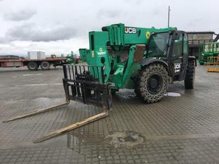 2015 JCB 510.56 Telescopic 4X4X4 ForkLift c/w Hyd Articulating Fork Carriage, Out Riggers, Frame Tilt, 14.00x24 Solid Tires, 10,000lbs Capacity, Showing 5934hrs, S/N JCB5CGXGFC2437059 (HIGH RIVER YARD)