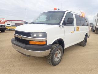 2016 Chevrolet 2500 Express Quigley 4X4 Van c/w 6.0L, A/T And LT245/75R16 Tires. Showing 10,277hrs, 44,745 Miles. VIN 1GAWGFFG6G1257030 *Note: Front Headlight Cracked, Dent In Passenger Side Fender And Door, Seat Torn, Headlight Switch Hanging Down, ABS Light On* (LOCATED IN ACHESON)