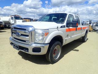 2013 Ford F350 XL Super Duty 4X4 Crew Cab Pickup c/w 6.7L Power Stroke B20 Turbo Diesel, 6-Spd A/T, 11,500lb GVWR, Canwest 435L Fuel Tank, GPI 180S Fuel Transfer Pump, Hose, Nozzle, Pintle Hitch And 235/70R19.5 Tires. Showing 134,533kms. VIN 1FT8W3BT4DEA20528 *Note: Dent In Passenger Side Front Back Door, Dents In Box Driver Side And Back Door, Previously Registered In Northwest Territories* *PL#73* (LOCATED IN ACHESON)