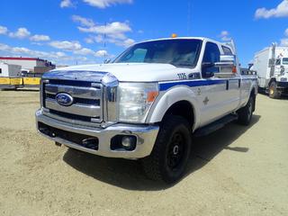 2011 Ford F350 XLT Super Duty 4X4 Crew Cab Pickup c/w 6.7L Power Stroke B20 Diesel, A/T And LT275/70R18 Tires. Showing 127,202kms. VIN 1FT8W3BT0BEA00953 *Note: Windshield Cracked, Plastic Piece Missing On Tailgate, Dent In Drivers Side Box* (LOCATED IN ACHESON) *PL#78*