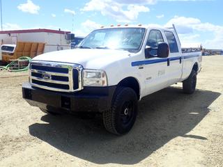 2006 Ford F350 XLT Super Duty 4X4 Crew Cab Pickup c/w 6.0L Diesel, A/T And LT275/70R18 Tires. Showing 4939hrs, 136,574kms. VIN 1FTWW31PX6ED00498 *Note: Previously Registered In Northwest Territories, Running Condition Unknown* (LOCATED IN ACHESON)