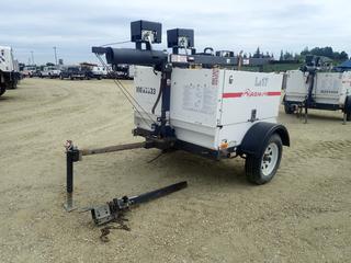 2012 Magnum MLT5080 7.3kw S/A Light Tower c/w Kubota 1.1L Diesel, 240V, 30A, 3700lb GVWR, Pintle Hitch, (4) Lights And ST205/75R15 Tires. Showing 9410hrs. VIN 5AJLS1414CB218189 *Note: Tower Cable Broken* (LOCATED IN ACHESON)