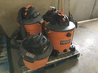 (3) Ridgid Wet/Dry Vacuums and (1) Shop Vac (HIGH RIVER YARD)