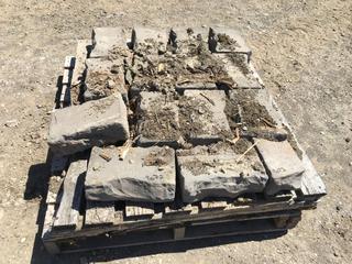 Pallet of Assorted 2in Retaining Wall Stone, Approximately 20pcs (HIGH RIVER YARD)