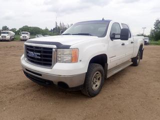 2009 GMC Sierra 2500HD SLE 4X4 Crew Cab Pickup c/w 6.0L Vortec, A/T And LT245/75R16 Tires. Showing 377,689kms. VIN 1GTHK43K19F134804 *Note: Has Rust* (FORT SASKATCHEWAN YARD)