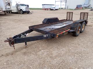 Custombuilt 15ft X 78in T/A Equipment Trailer c/w Pintle Hitch, Expanded Steel Deck, Flip Up Ramps, Spring Susp And LT235/85R16 Tires. *Note: NO VIN Bill Of Sale Only* (FORT SASKATCHEWAN YARD) *PL#136*