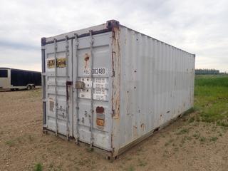 1989 20ft Storage Container. SN ACDU3024804 *Note: Buyer Responsible For Loadout, Missing Handle On Door, Plywood On Floor Needs To Be Screwed Down* (FORT SASKATCHEWAN YARD)