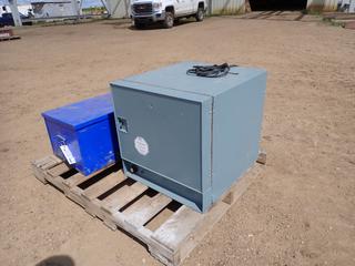 Welding Rod Oven c/w 30in x 16in x 12in Storage Box w/ Contents, Qty of Assorted Welding Electrodes and Supplies (FORT SASKATCHEWAN YARD)