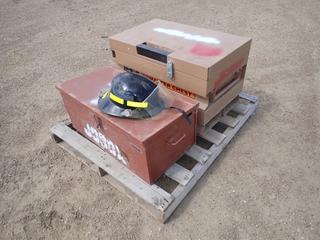 Knaack 32in x 19in x 19in Jobmaster Storage Box c/w Jobox 30in x 16in x 12in Storage Box c/w Contents, Assorted Hand Tools, Pipe Wrenches, Pry Bars, And Unused North 755CP100 Respirator Cartridges (FORT SASKATCHEWAN YARD)