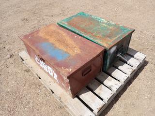 (2) 30in x 16in x 12in Storage Boxes c/w Contents, Assorted Hand Tools, Tiger Torches And Kuny Tool Bag (FORT SASKATCHEWAN YARD)