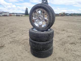 Qty Of (4) Goodyear Wrangler P275/55R20 Tires w/ Chevrolet Chrome Rims *Note: Missing (3) Center Caps* (LOCATED IN EDSON)