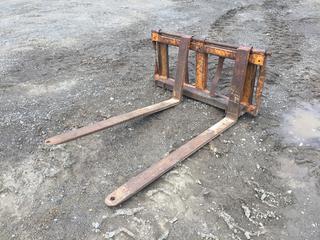 Custom Built 48in Skid Steer Forks, *Note, Damaged Pin Slot* (HIGH RIVER YARD)