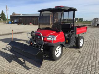 2004 Kubota RTV900W c/w Diesel Engine, Auto, 2WD and 4WD, Power Steering, Lights and Sirens, 15A/125V Port, 4ft 2in x 4ft 7in Box, 6ft Snow Blade, 27x8.50R14LT Tires, Showing 710hrs, VIN KRTV900A41027586 (HIGH RIVER YARD)