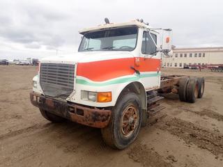 1992 International 4900 T/A Cab And Chassis c/w Navistar Diesel Engine, 13-Spd Eaton Fuller, Chelsea PTO, 226in EB, 12R22.5 Front And 11R22.5 Rear Tires. Showing 023255hrs, 365,708kms. VIN 1HTSHPCR3NH447115 *Note: Windshield Cracked* (LOCATED IN EDSON)