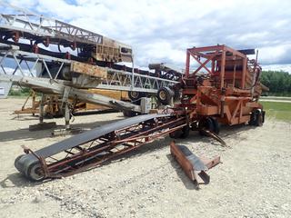 Eagle Iron Works Model 2848 Wash Plant c/w 19ft Conveyor, 24in Belt And Pintle Hitch. VIN 536X16, SN 2848BMD309 *Note: Running Condition Unknown, No Motor For Conveyor Belt, (8) Flat Tires* (LOCATED IN EDSON)