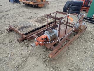 7ft X 43in Skid c/w (2) 3in Water Pumps w/ 208/230/460V 3-Phase Motors And (1) 7ft X 4ft Skid (LOCATED IN EDSON)