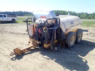 12ft T/A Trailer c/w Pintle Hitch, LT235/75R15 Tires, Landa 5-300 Pressure Washer w/ Burner, Vanguard 16hp Gas Engine, Diesel Fuel Tank For Burner, 6ft X 4ft X 3ft Tank And Hose. *Note: Turns Over, Running Condition Unknown, Missing Cover On Tank, No VIN* (LOCATED IN EDSON)