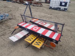 (2) Wide Load Signs c/w (1) 5ft X 38in And (1) 6ft X 3ft "D" Signs w/ Lights *Note: (1) Bracket Missing* (LOCATED IN EDSON)