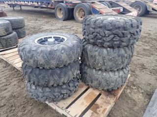 (2) AT26X12R12, (2) AT26X9R12, (1) 26X9.00R12 NHS And (1) 25X11.00R12 NHS Tires w/ 4-Hole Rims (LOCATED IN EDSON)