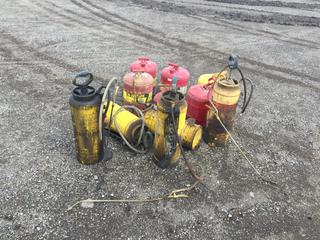 (6) Just-Rite Safety Cans and (5) 3.5 Gallon Sprayers  (HIGH RIVER YARD)