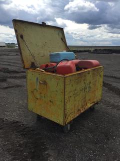 Steel Bin c/w Assorted Gas Cans, 5ft L x 3ft W x 2ft 10in H  (HIGH RIVER YARD)