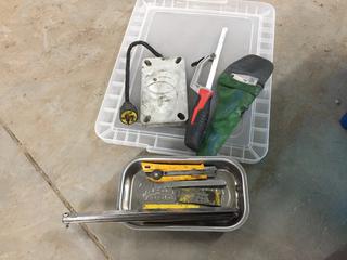 Mac Tool Tray, Milwaukee Hacksaw, Allen Wrench Sets, Bearing Heater, Utility Knives and Feeler Gauges (HIGH RIVER YARD)