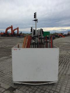 Crate of Construction Signs, Stands and Wind Break Away Flaggers, 48in x 30in x 38in  (HIGH RIVER YARD)