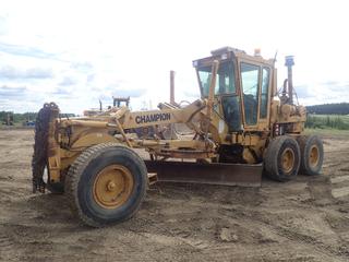 Champion 730A Motor Grader c/w Cummins DR986 8.3L Diesel, 14ft Blade, 12ft Side Wing Blade And 385/95R24 Tires. Showing 16,275hrs. SN 177-334-19076-88 (LOCATED IN EDSON) *PL#751*