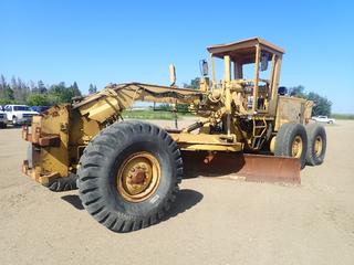 1986 Caterpillar 14G Motor Grader c/w Front Plow Mount, CAT 3306 Diesel, 8-Spd, 16ft Mold Board, Wing Mount, Qty Of Parts, 16.00-24 Front And 16.00R24TG Tires. PIN 96U06849 *Note: No Glass, No Seat, Runs* (FORT SASKATCHEWAN YARD)