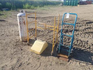 39in X 21in X 46in Portable Scaffold  c/w Hand Truck, Wheel Chock And Propane Tank *Note: Propane Tank May Require Recertification* (FORT SASKATCHEWAN YARD)