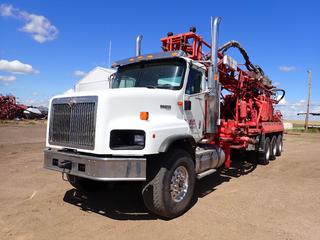 2007 International Paystar 5600i Tridem Waterwell Drilling Truck c/w Cummins ISX475 15.0L Diesel Engine, Eaton-Fuller 18-Spd Manual, 72,998lb GVWR, 20,000lb Fronts, 17,66lb Rears, Gefco TD 1250 Waterwell Drill w/ Approx. 400ft Of 20ft Drill Rods, Westing House 256SDS Compressor, Gardner Denver 5X6 Pump, Storage Compartments, 316in WB, 445/65R22.5 Front And 11R24.5 Rear Tires. Showing 7784hrs, 314,149kms. VIN 1HTXSAPT07J461964