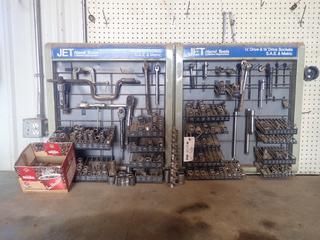 (2) JET Socket Racks c/w Qty Of Assorted Sockets, Wrenches And Extensions